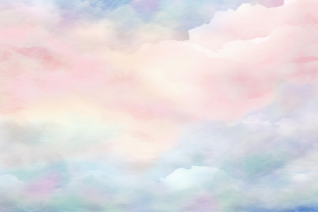 Pastelowe tło akwarelowe z miękkimi chmurami i spokojnymi odcieniami