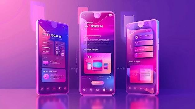 Zdjęcie pożyczanie i pożyczanie kryptowalut w połączeniu układ mobilny kreatywne pomysły app background designs