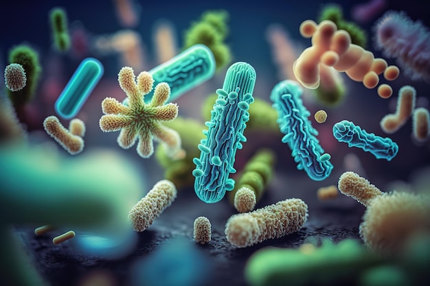 Zdjęcie probiotyki bakterie biologia nauki ścisłe medycyna mikroskopowa trawienie żołądek leczenie escherichia coli opieka zdrowotna leki anatomia organizmu generatywna sztuczna inteligencja