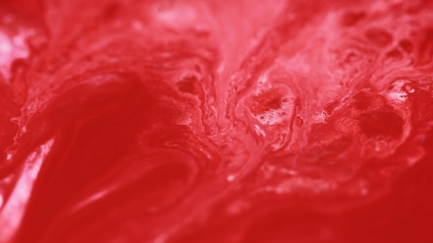 Przepływ farby płyn akrylowy fala rozproszona czerwona biały kolor atrament wir płynny barwnik pigment mokry połysk