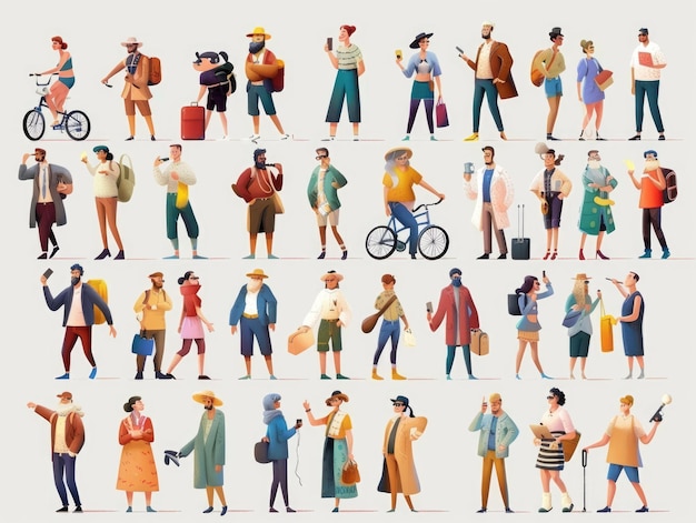 Zdjęcie różni ludzie stojący obok siebie ilustracja wektorowa płaska
