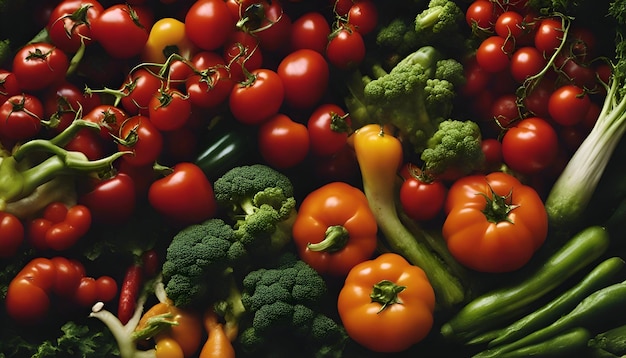 Zdjęcie różnorodność świeżych warzyw jako tło widok z góry zdrowe jedzenie