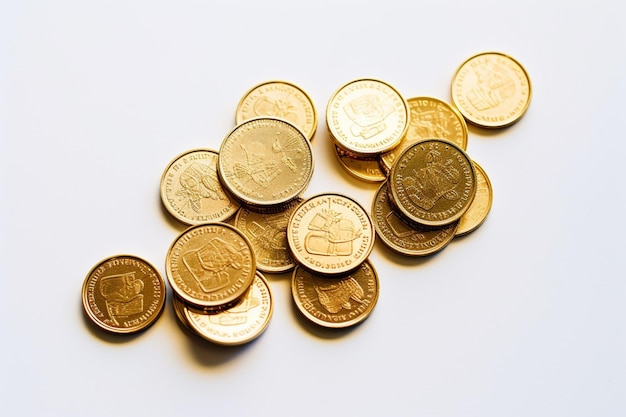 Stos złotych monet z napisem „brytyjski” na górze.