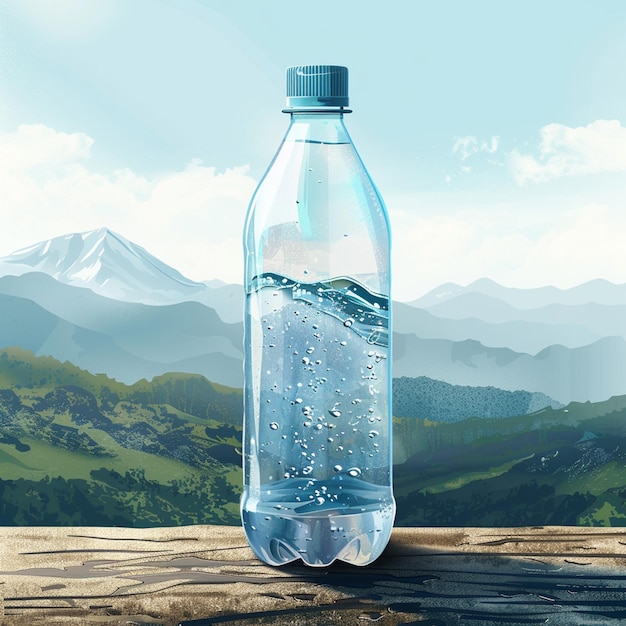 Zdjęcie wektorowo realistyczna plastikowa butelka z wodą mineralną