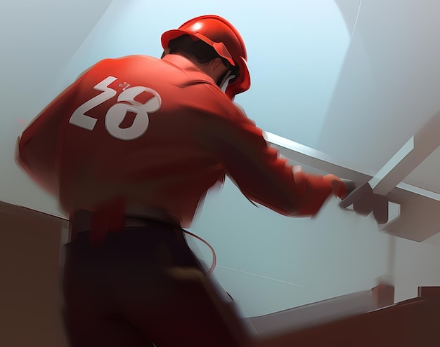 3D иллюстрация человека в красной форме и шлеме