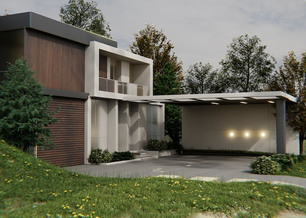 Фото 3d архитектура дома с парковочным местом