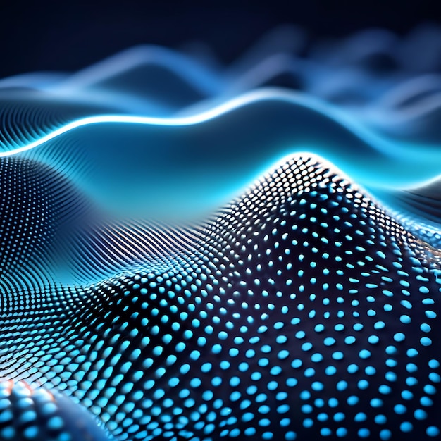 Фото 3d-иллюстрация точечная синяя волна светового экрана градиент текстуры фона абстрактная технология