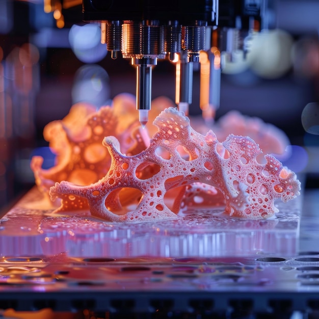 Photo the 3d printer is printing the shape of the human body