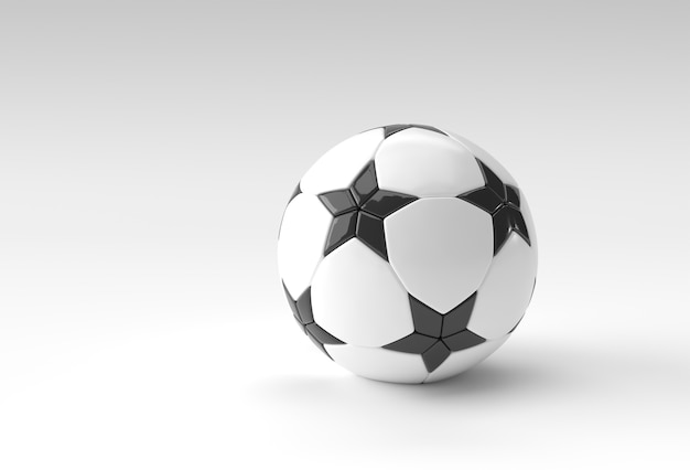Фото 3d визуализация футбольная иллюстрация, футбольный мяч с белым фоном