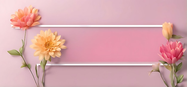 Photo 3d render happy mothers day banner with copy space celebrating mothers day with heart and flower