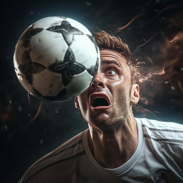 3D-рендеринг фото спортсмена, играющего в футбол