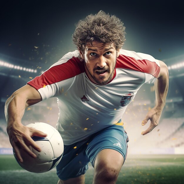 3D-рендеринг фото спортсмена, играющего в футбол