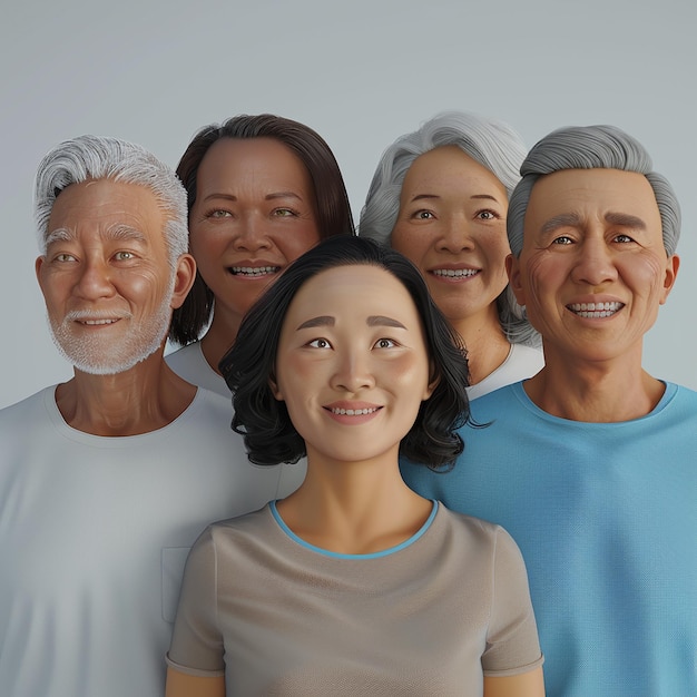 Foto foto renderizzata in 3d di ritratti di persone multirazziali di varie età, razze e sessi