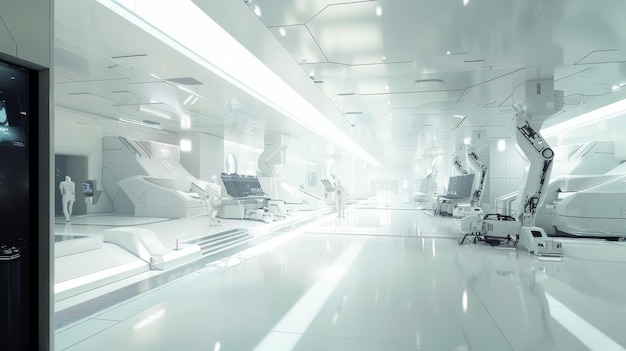 Photo 3d rendering futuristic interior of a modern hospital or clinic