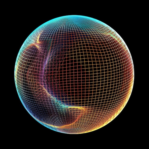 Фото 3d сфера с сетчатой сеткой абстрактный шар или глобус