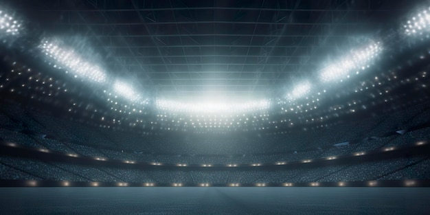 Фото Футбольный стадион ночью генеративный ии