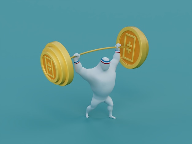 Фото theta crypto heavy barbell lift мускулистый человек 3d иллюстрация
