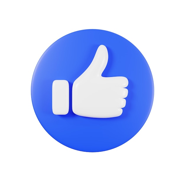 Фото Большой палец вверх нравится значок социальных сетей, выделенный на белом фоне с обтравочным контуром 3d рендеринг