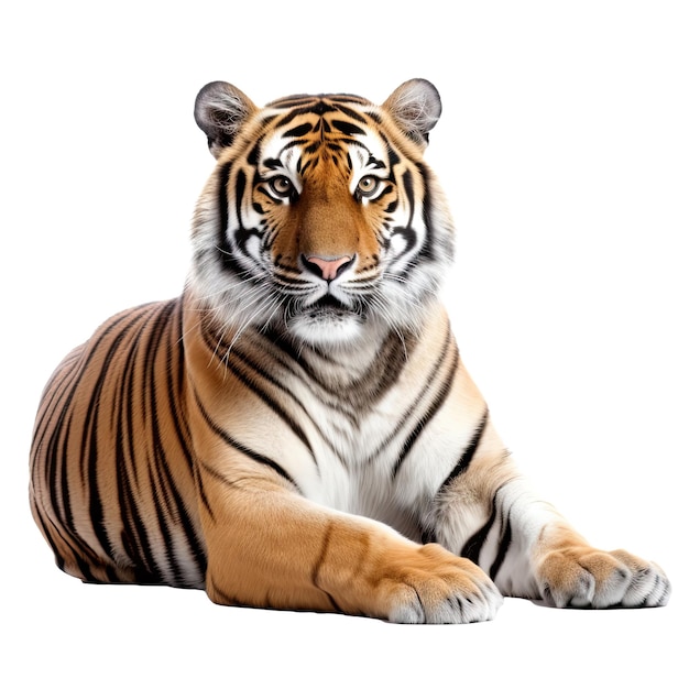 Photo tiger isolated on white background transparent use for t shirt screen fabric print cover banner and invitation