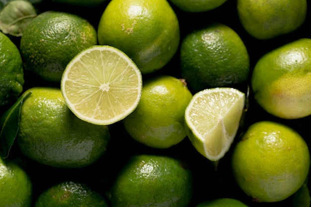 Top view of green limes