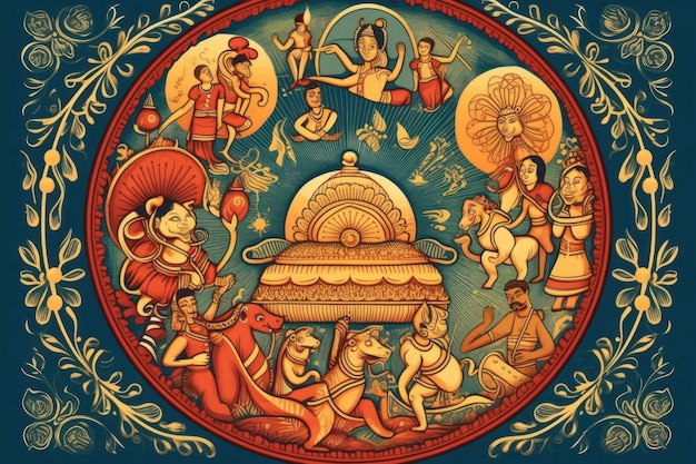 伝統的なシンハラ語とヒンズー教の新年背景ベクトル アート イラスト スリランカの新年あけましておめでとうございます
