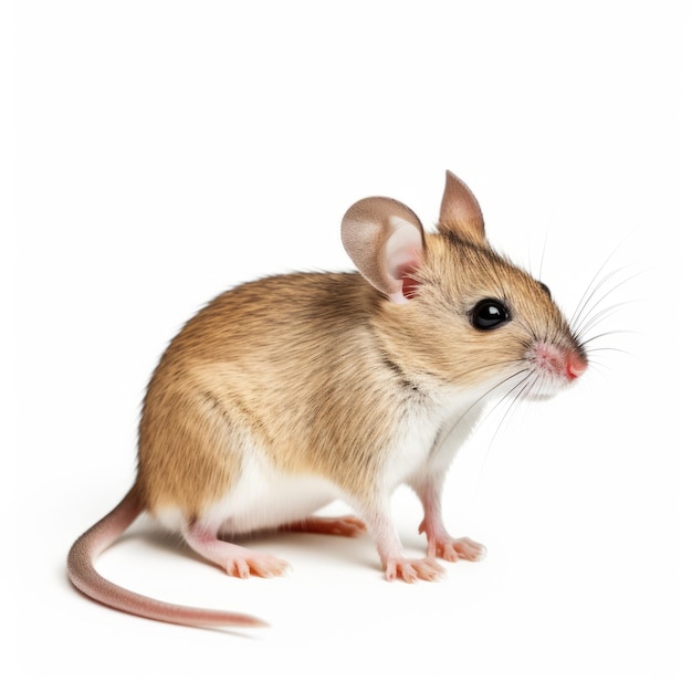 Photo ultradetailed photo of small brown mouse isolated on white background