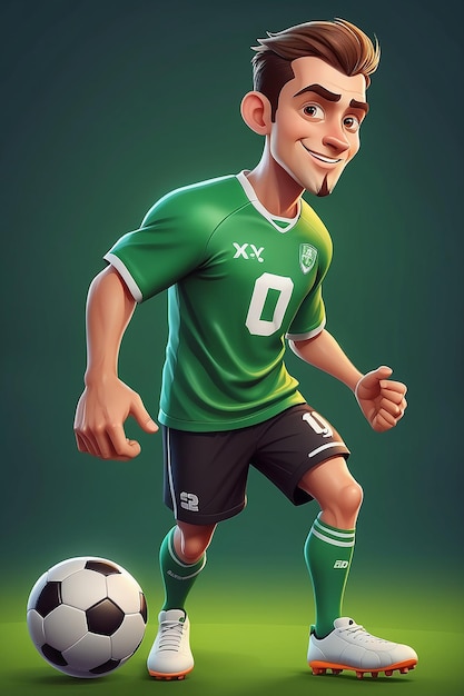 Фото Векторная иллюстрация футболиста в зеленой майке.