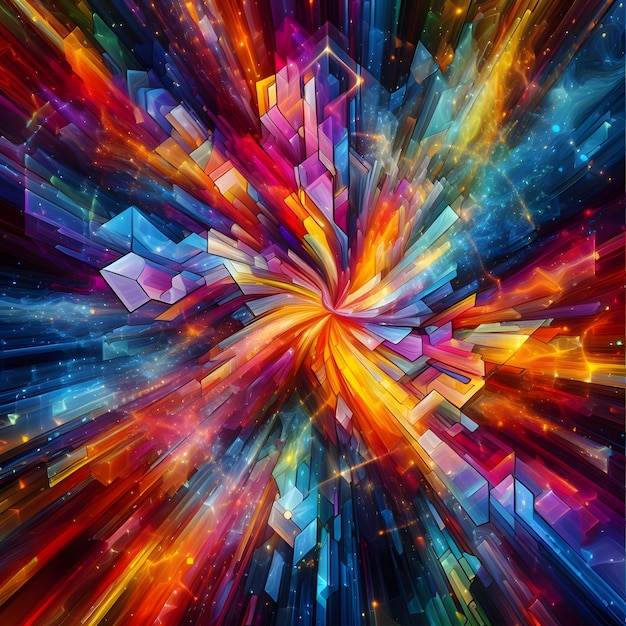 Photo vibrant vertex abstract colorful shapes swirling and converging in a radiant display