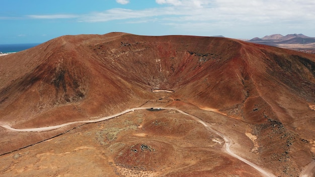 Volcanic deserted landscape on fuerteventura canary island spain volcano crater