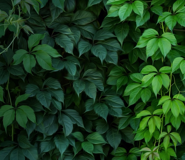 Фото Стена зеленого вьющегося растения в полноэкранном режиме в качестве фона. эффект масляной живописи.