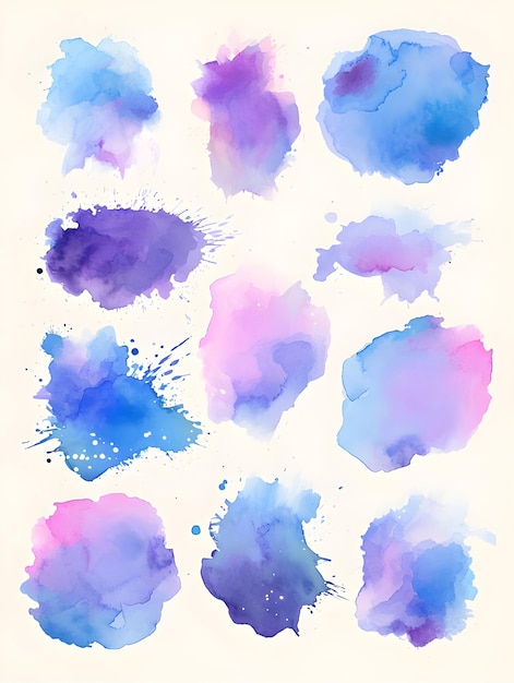 Foto un dipinto ad acquerello di cerchi viola e blu e le parole quote blue quote in rosa