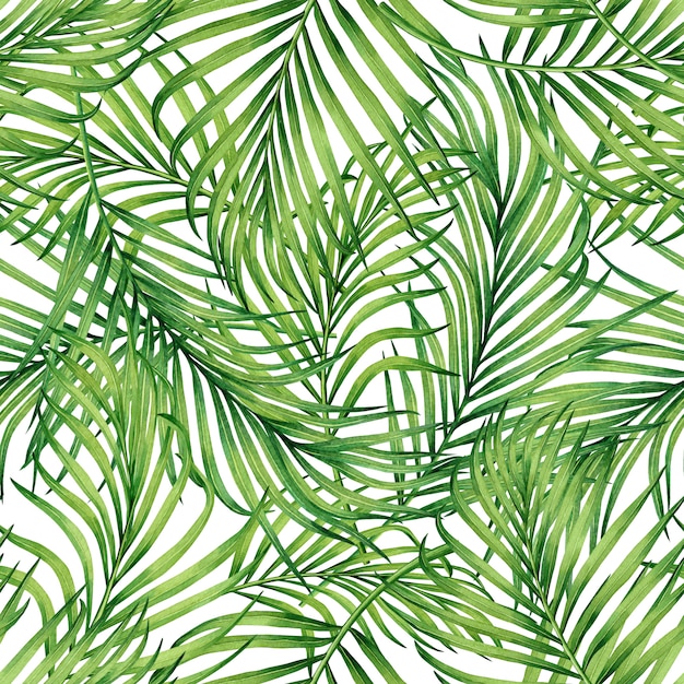 Photo watercolor tropical leaves seamless pattern background
