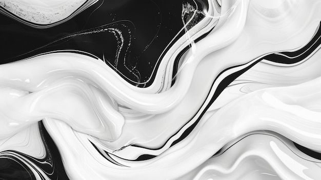Фото Белые абстрактные волны и вихри на черном