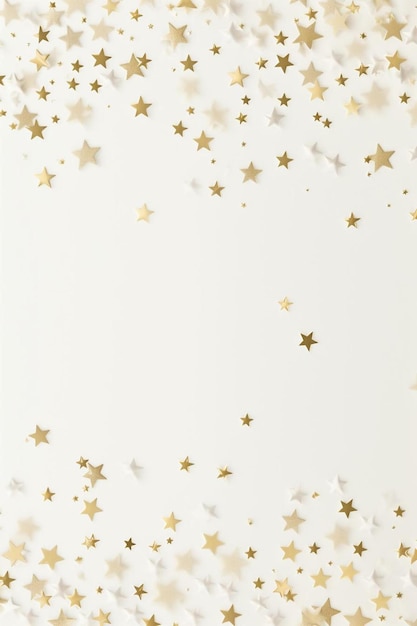 Foto uno sfondo bianco con stelle d'oro e confetti