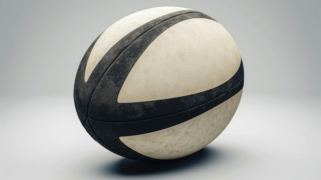 Foto una palla da rugby usurata con una striscia bianca e nera