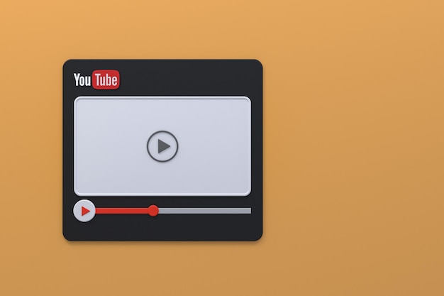 Youtube video player 3d screen design or video media player interface
