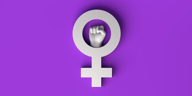 Женский кулак Международный день борьбы за ликвидацию насилия в отношении женского феминизма 3D иллюстрации