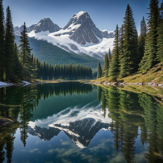 Фото Гора, отражающаяся в озере с отражением горы в воде