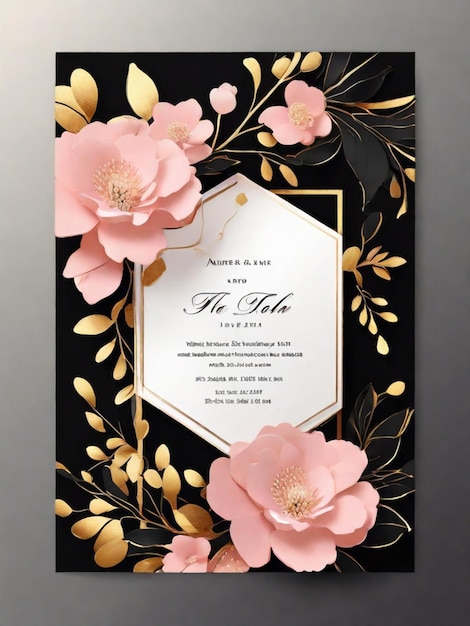 Фото Красивый и привлекательный роскошный дизайн свадебного приглашения с элегантным цветочным фоном