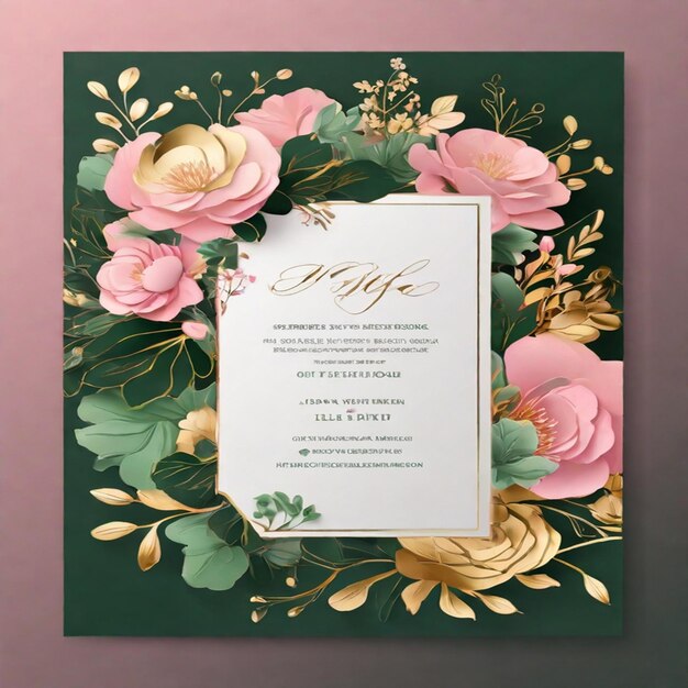 Фото Красивый и привлекательный роскошный дизайн свадебного приглашения с элегантным цветочным фоном