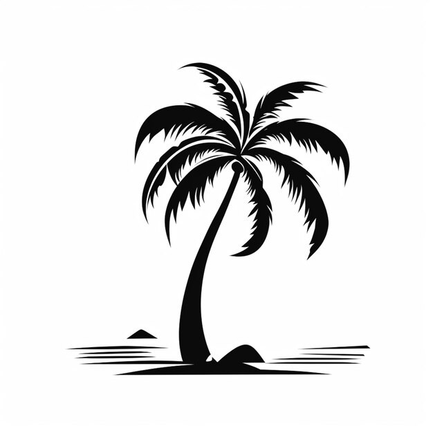 Фото Черно-белый силуэт пальмы на пляже