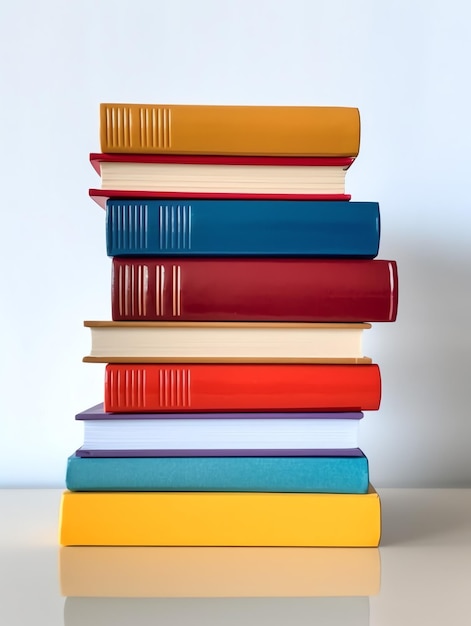 Фото Куча книг вблизи на столе для изучения передний вид куча книг куча красочных книг на столе para estudiar