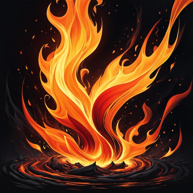 写真 炎と火の絵を描いた火のデザイン
