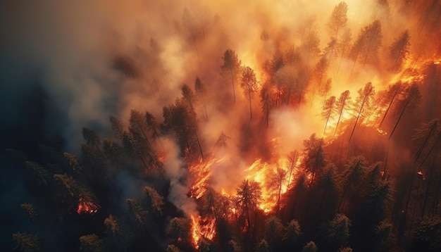 Фото Лесной пожар горит в лесу.
