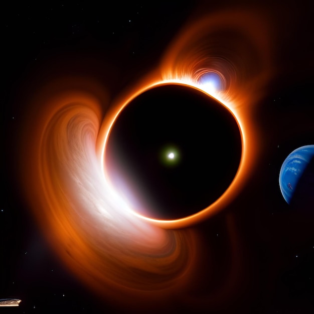 Фото Изображение солнечного затмения с планетой на заднем плане.