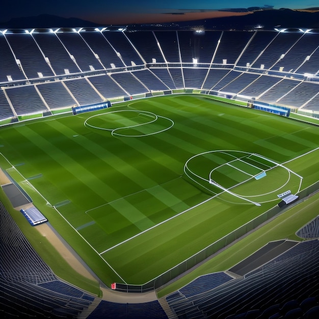 Фото Стадион с синей вывеской «стадион».