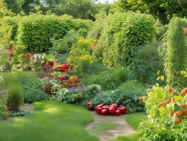 Фото Огород с множеством разных видов овощей