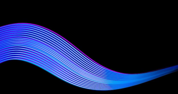 Фото Абстрактный технологический дизайн баннера цифровые неоновые линии на черном фоне