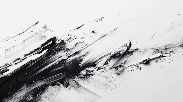 写真 抽象的な黒いインクの質感 白い背景の日本様式 水色のスプラッシュ