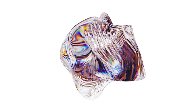 Абстрактный хрустальный стеклянный шар с дисперсией и преломлением, изолированные на белом фоне. 3D визуализация иллюстрации